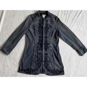 OSO Casuals Vintage Y2K 90s Embroidered Denim Jacket Size Large